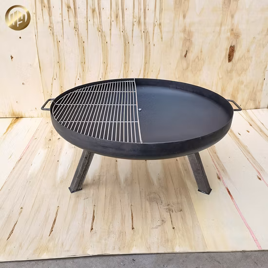 Garden Round Fire Bowl Wood Corten Steel Outdoor Fire Pit BBQ