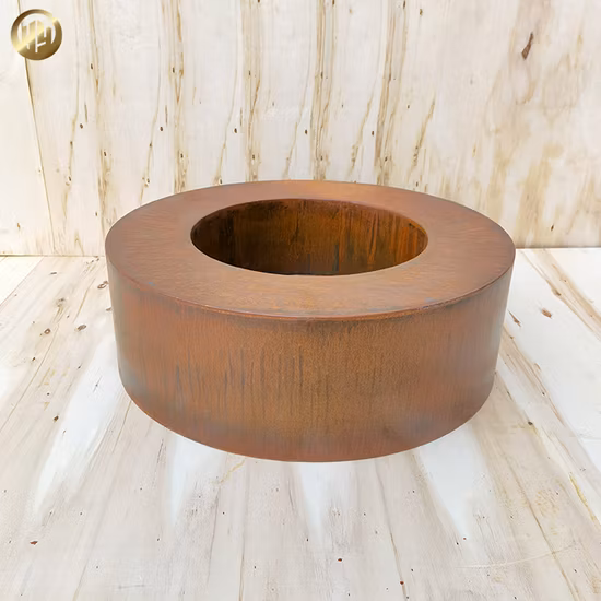 Garden Round Fire Bowl Wood Corten Steel Outdoor Fire Pit BBQ