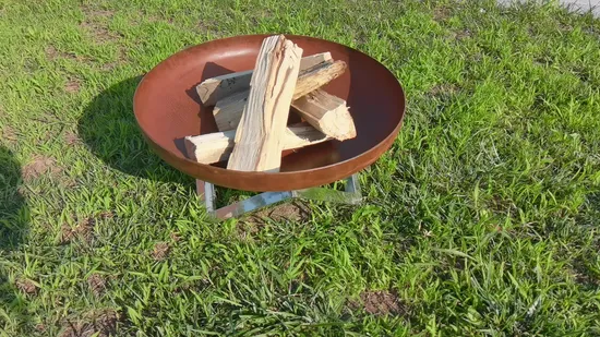 Garden Round Fire Bowl Wood Corten Steel Outdoor Fire Pit BBQ