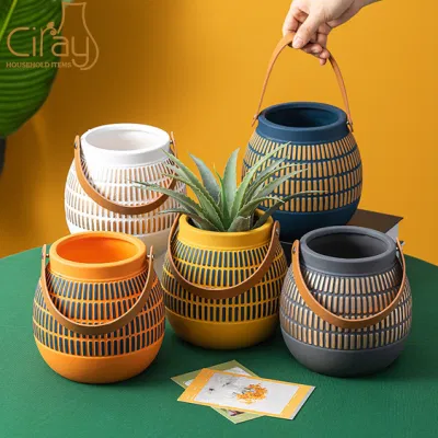 Morandi Colors Pendurado Vaso de flores de cerâmica para decoração de casa