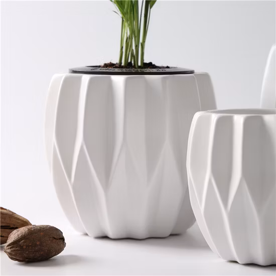 Vasos de plantas para decoração de casamento branco fosco, plantadores internos para jardim